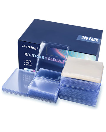 Top Loader Card Sleeves 480 Ct, 35 Pt Premium - 240 Hard Plastic & 240 Soft Clear Sleeves For 3' X 4' Trading Cards