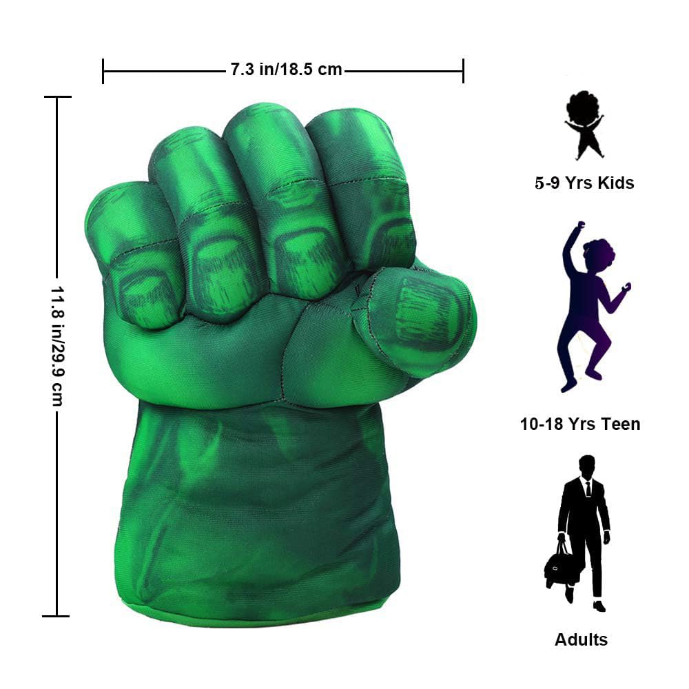 HuangWeida Kids Superhero Gloves - Green Polyester Toy Fists for Halloween & Christmas Costumes, Model Gloves-1