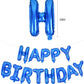 Toniful Blue Happy Birthday Balloons 16 Inch Mylar Foil Letters Birthday Sign Banner Balloon Bunting Reusable Ecofriendly Materi