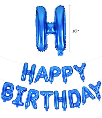 Toniful Blue Happy Birthday Balloons 16 Inch Mylar Foil Letters Birthday Sign Banner Balloon Bunting Reusable Ecofriendly Materi