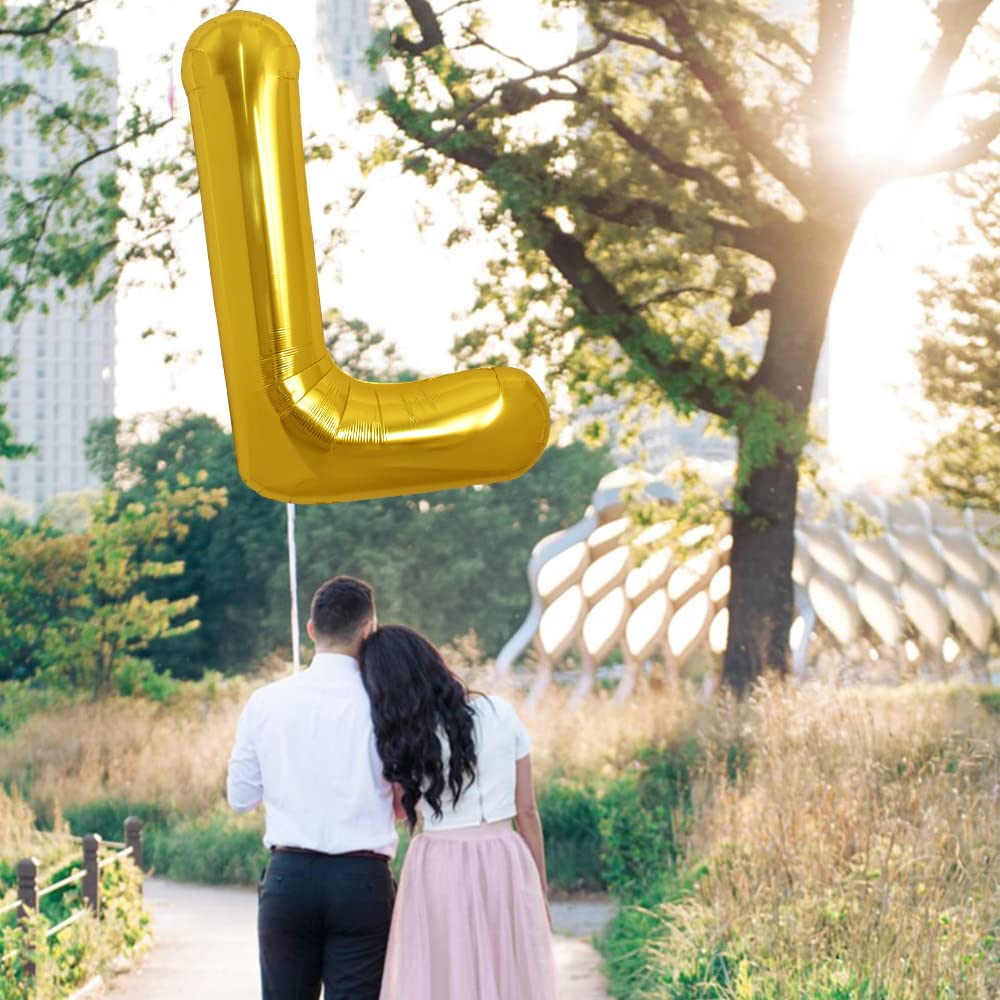 Toniful 40 Inch Large Gold Letter L Balloons Helium Balloons,Foil Mylar Big Balloons For Birthday Party Anniversary Supplies Dec