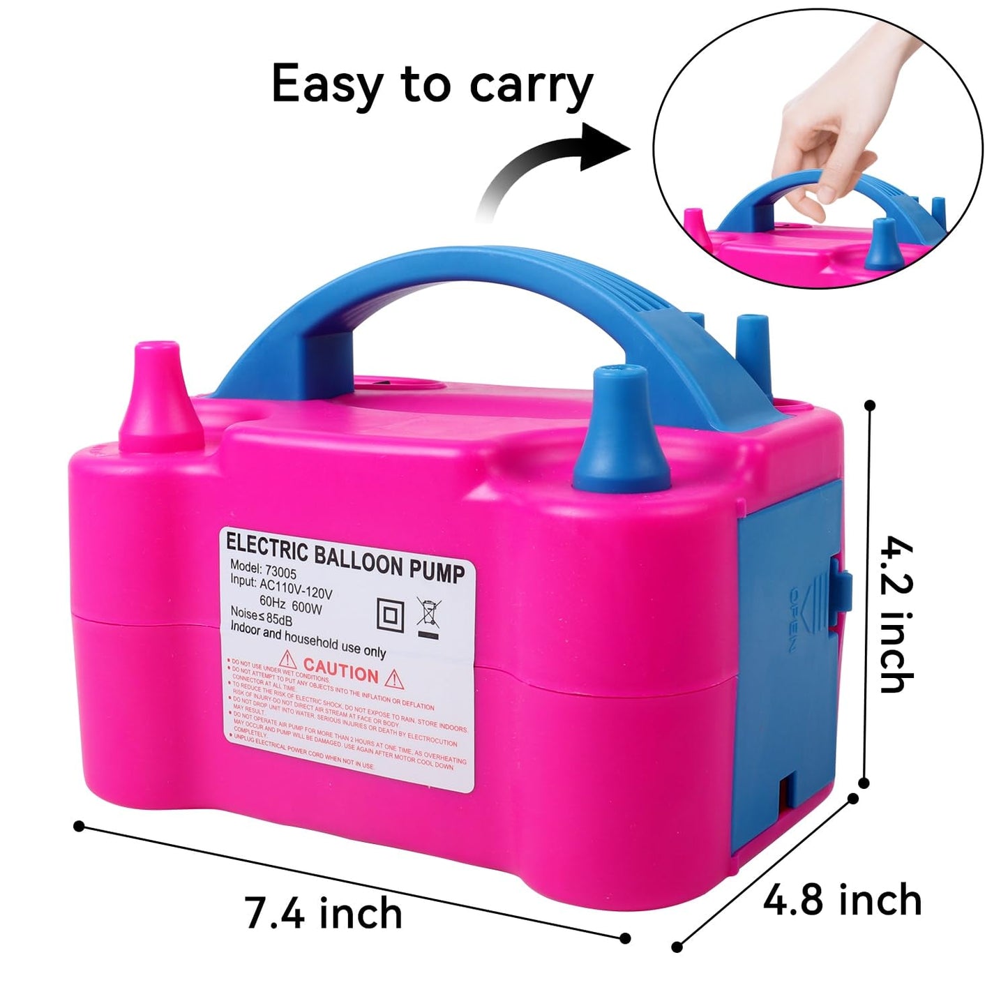 Balloon Pump 600W 110V Electric Balloon Pump Portable Electric Inflator Balloon Air Pump-2 Tying Tools Balloon Blower for Party