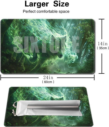 SIXTORE enhanced Board Game 24x14in TCG Playmat Compatible for OCG CCG RPG MTG Play Mats Mousepad Desk Mat (040322-Green Wolf)