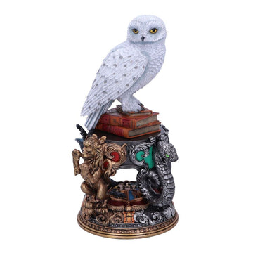 Nemesis Now Harry Potter Hedwig Figurine, Collectible Resin Owl Statue With Howarts House Emblems And Books, And Home Decor For Harry Potter Fans