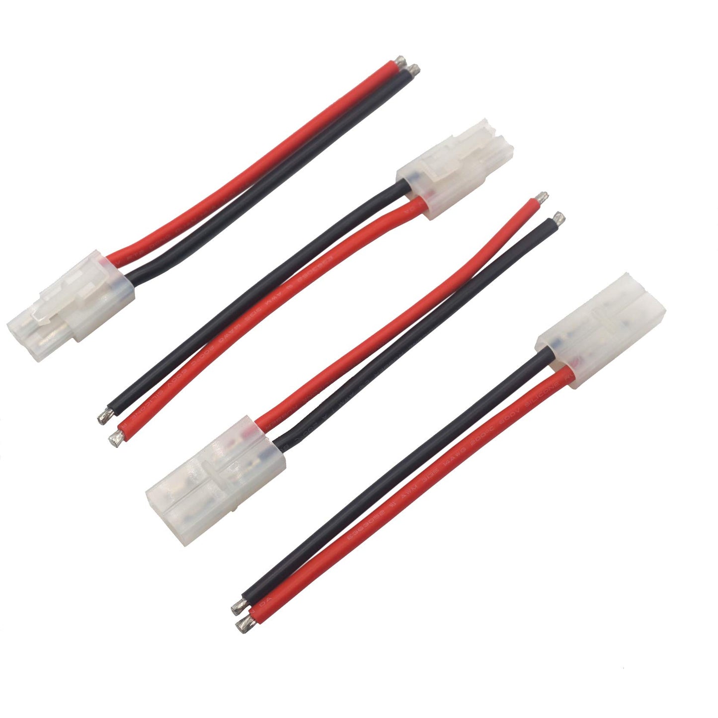 Vgoohobby 4Pairs Adapter Compatible with Tamiya Style Plug Male Female Connector w/10cm 14AWG Silicon Wire Cable for RC Car Lipo