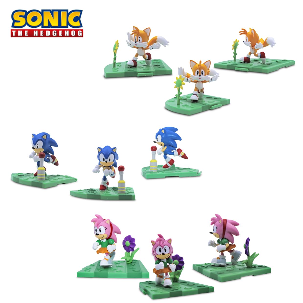 Just Toys LLC Sonic The Hedgehog Craftables Series 4 Collectors Box - Buildable Playset with Sonic  Tails  Knuckles  Amy Rose & Dr. Eggman Figures