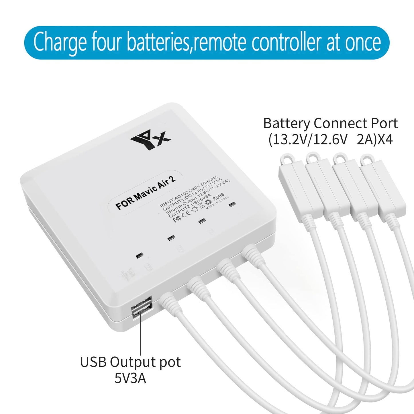 Hanatora Air 2S,Mavic Air 2 Battery Charger Compatible with DJI Air 2S,Mavic Air 2 Drone,Rapid Multi Parallel Charging Hub Acces