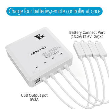 Hanatora Air 2S,Mavic Air 2 Battery Charger Compatible with DJI Air 2S,Mavic Air 2 Drone,Rapid Multi Parallel Charging Hub Acces