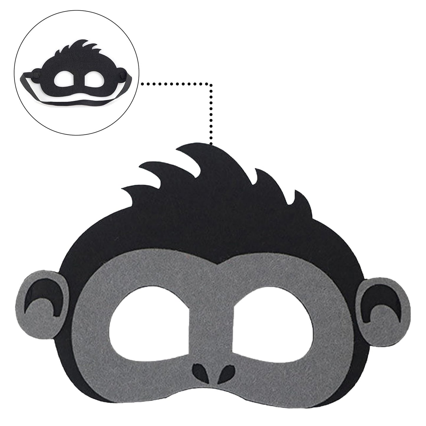 Jtnohx Felt Animal Masks, 10 Pcs Halloween Mask, Animal Costume For Birthday Party Supplies (Gorilla Mask)