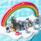 Vickea Inflatable Rainbow Cloud Drink Holder, Pool Float Party Accessories For Water Fun