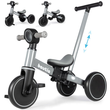 Bautia 5 in 1 Kids Tricycle for Toddlers 1-3 Baby Balance Bike Toy for 1-4 Years Old Boys Girls Gift with Push Handle & Removabl