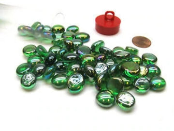 Chessex Manufacturing Chx01175 Glassstonestube - Crystal Green Iridized  Board Gaming Stone - 40 Piece