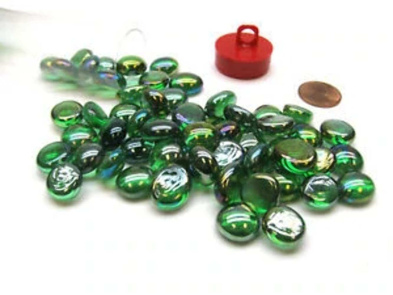 Chessex Manufacturing Chx01175 Glassstonestube - Crystal Green Iridized  Board Gaming Stone - 40 Piece