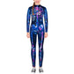 Remimi Skeleton Skin Costume For Boys Girls Zipper Halloween Stretchy Skull Bodysuit Jumpsuit Starry 9-10 Years