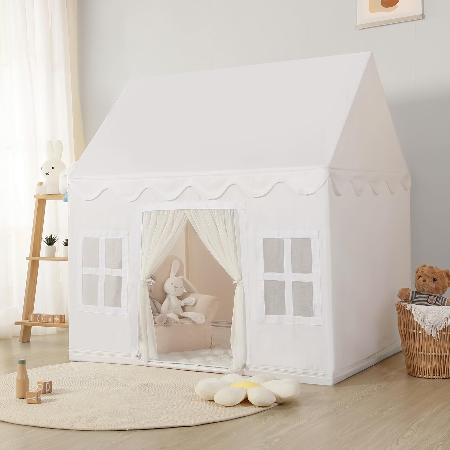 Wilwolfer Play Tent For Kids Indoor - Kids Play Tent Indoor Toddlers Play Tent Large Toddler Tent For Kids Toy House Birthday Gift For Boys & Girls Playroom Decor (White Playhouse)