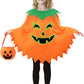 Snwquik Halloween Pumpkin Costume for Kids Girls Glow in the Dark Halloween Costume with Pumpkin Poncho Headband&Bag