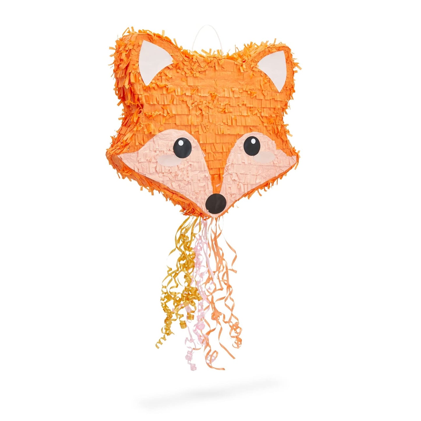 BLUE PANDA Pull String Fox Pinata - 16x13x3 In, Orange Paper, Ideal for Woodland Baby Shower & Birthday Party Decorations