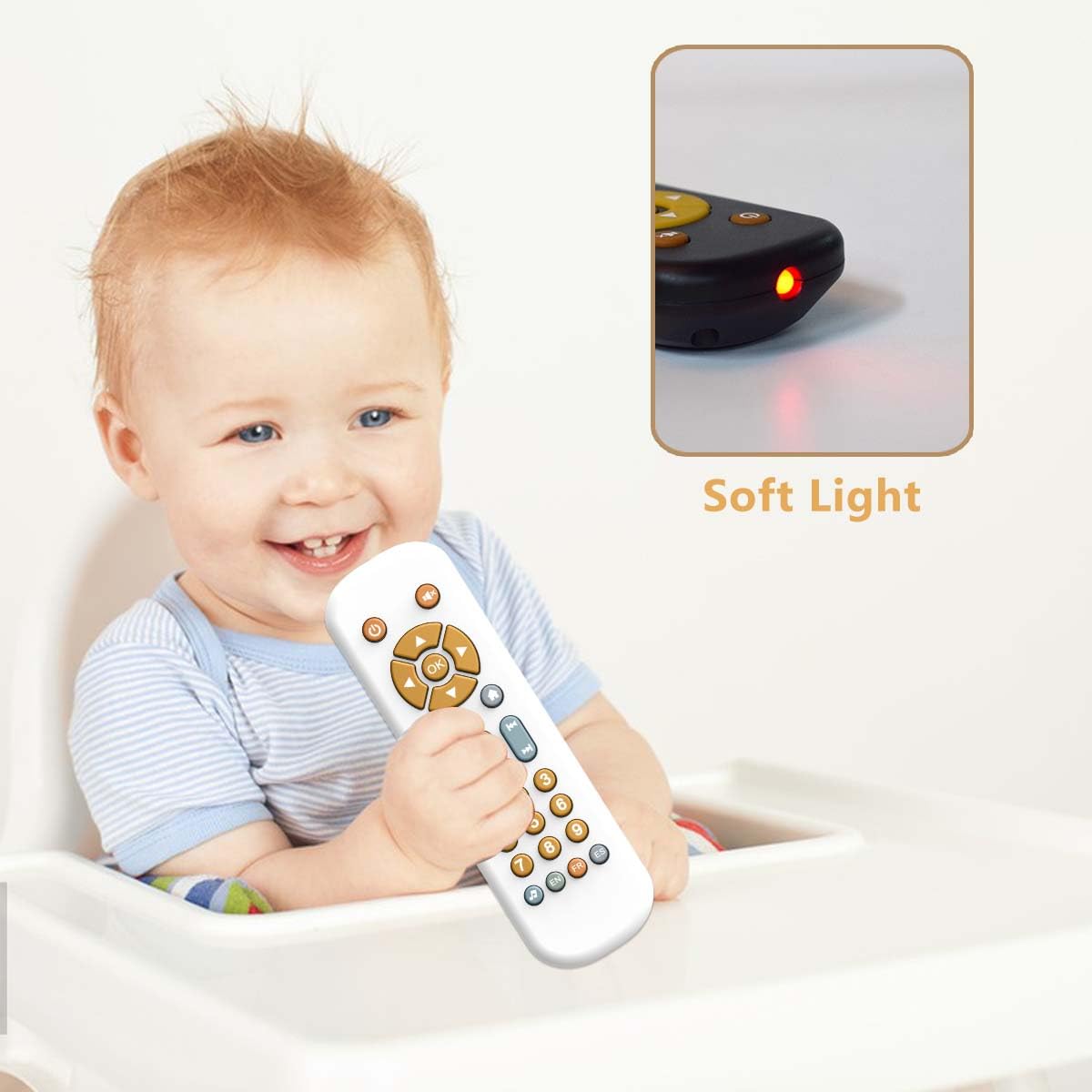 Tuivesafu Baby Tv Remote Control Toy With Music Sound And Light, Toddler Realistic Play Tv Remote Toys Early Educational Learnin