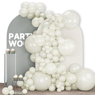 Partywoo White Sand Balloons, 142 Pcs Pearl White Sand Balloons Different Sizes Pack Of 18 Inch 12 Inch 10 Inch 5 Inch Boho White Balloons For Balloon Garland Or Arch As Party Decorations, White-Z41