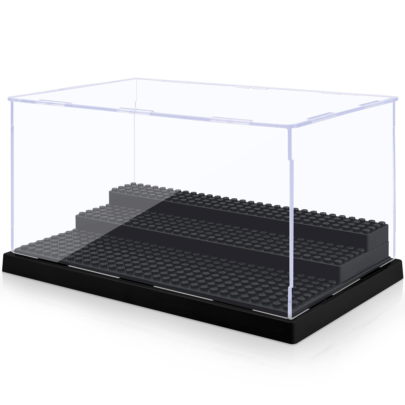 Minifigure Display Case For Action Figures Blocks, Clear Dustproof Acrylic Display Box Storage With 3 Movable Steps Gifts For Ch