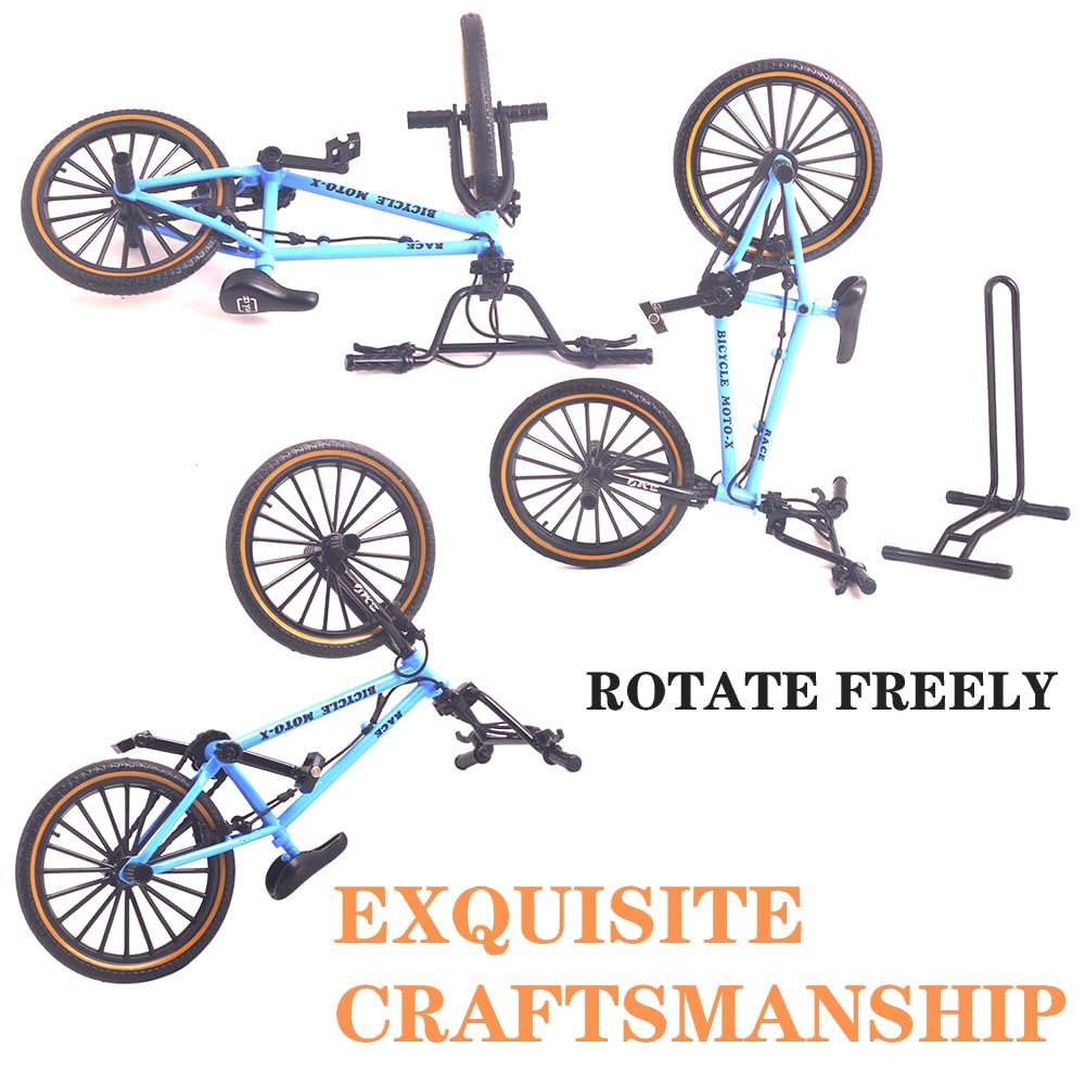 Ailejia Mini Diecast Finger Bike Extreme Sports Toy Bmx Finger Bicycle Toys Game Set For Kids And Adults, Metal Bike Model Collections Decoration Cool Boy Toy (Bmx Blue)