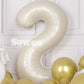Suwen 40 Inch Cream White Large 2 Number Balloons Big Foil Helium Number Balloons 0-9 Jumbo Happy 2Nd Mylar Birthday Party Decor