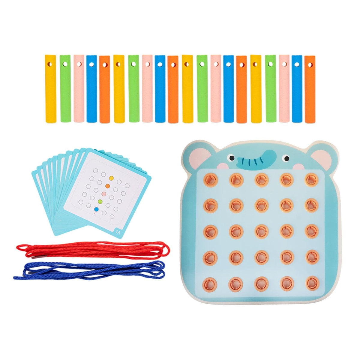 STYLEHEAVEN Lacing Threading Toy with Cards Travel Toy for Car Age 3 4 5 6 Airplane Elephant