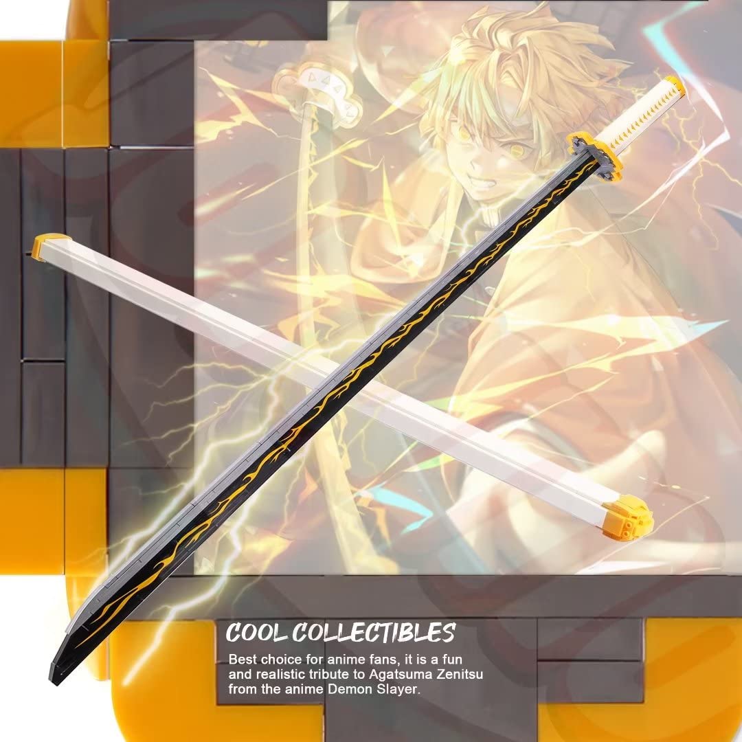 Demon Slayer decorative replica blades Building Set  39in Zenitsu decorative replica blade Building Block with Scabbard and Stand  Katana Demon Slayer Gift for Boy  956 Pcs