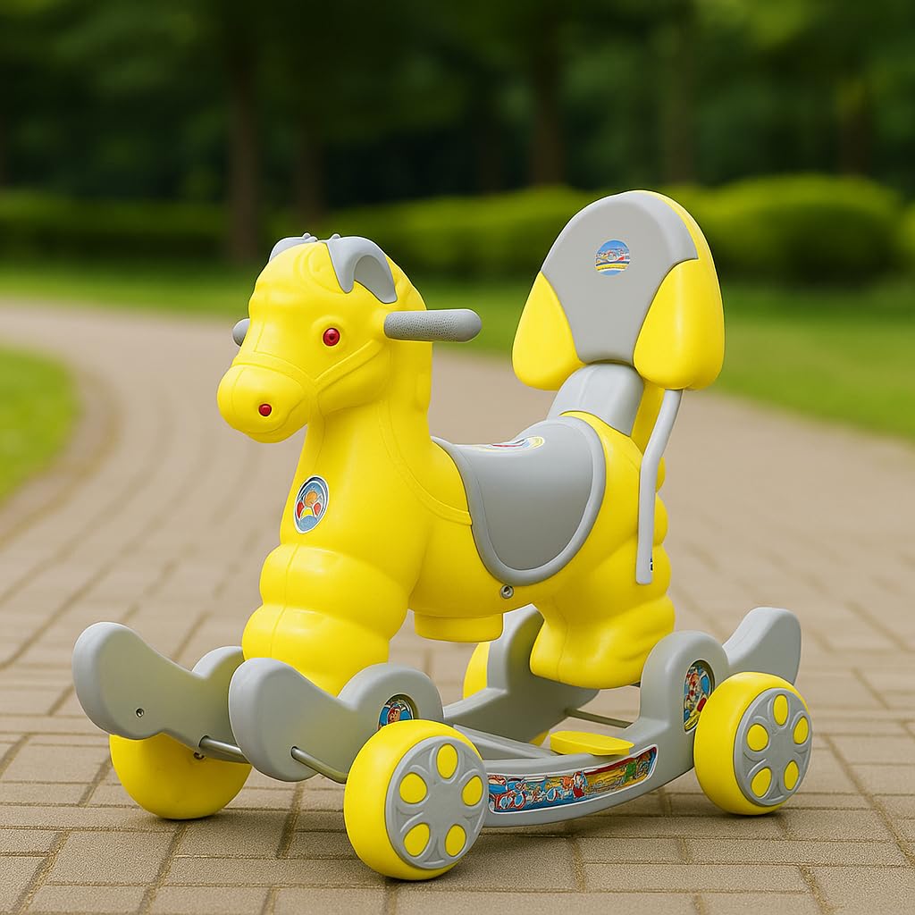 Fun Ride Funride Musical Rocking Horse Ride On For Kids-Murphy Super 2-In-1 Horse Rocker And Ride On Toy With Backrest-Ideal Age