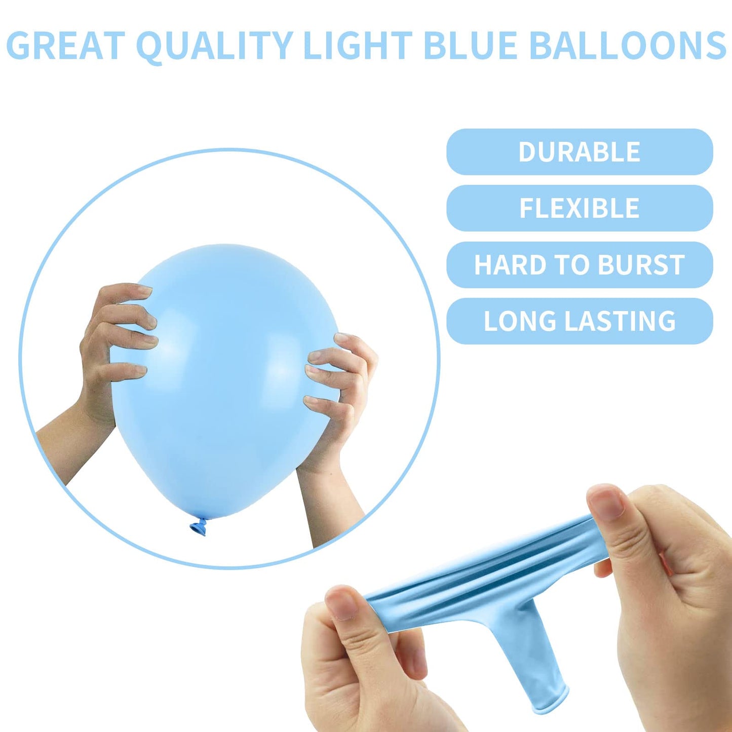 Light Blue Balloons Latex Balloon 5 10 12 18Inch Different Sizes 103Pcs Matte Baby Blue Sky Blue Balloon Kit For Kids Birthday Party Decoration Balloon Garland Baby Shower Wedding Holiday