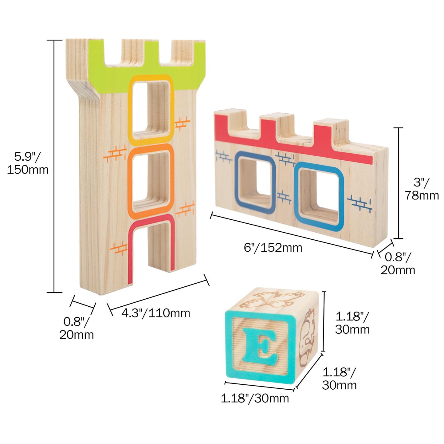 Wooden Building Blocks For Toddlers 2-3, Abc/Animals Castles Montessori Toys, Preschool Learning Toys Stacking Block For Prescho