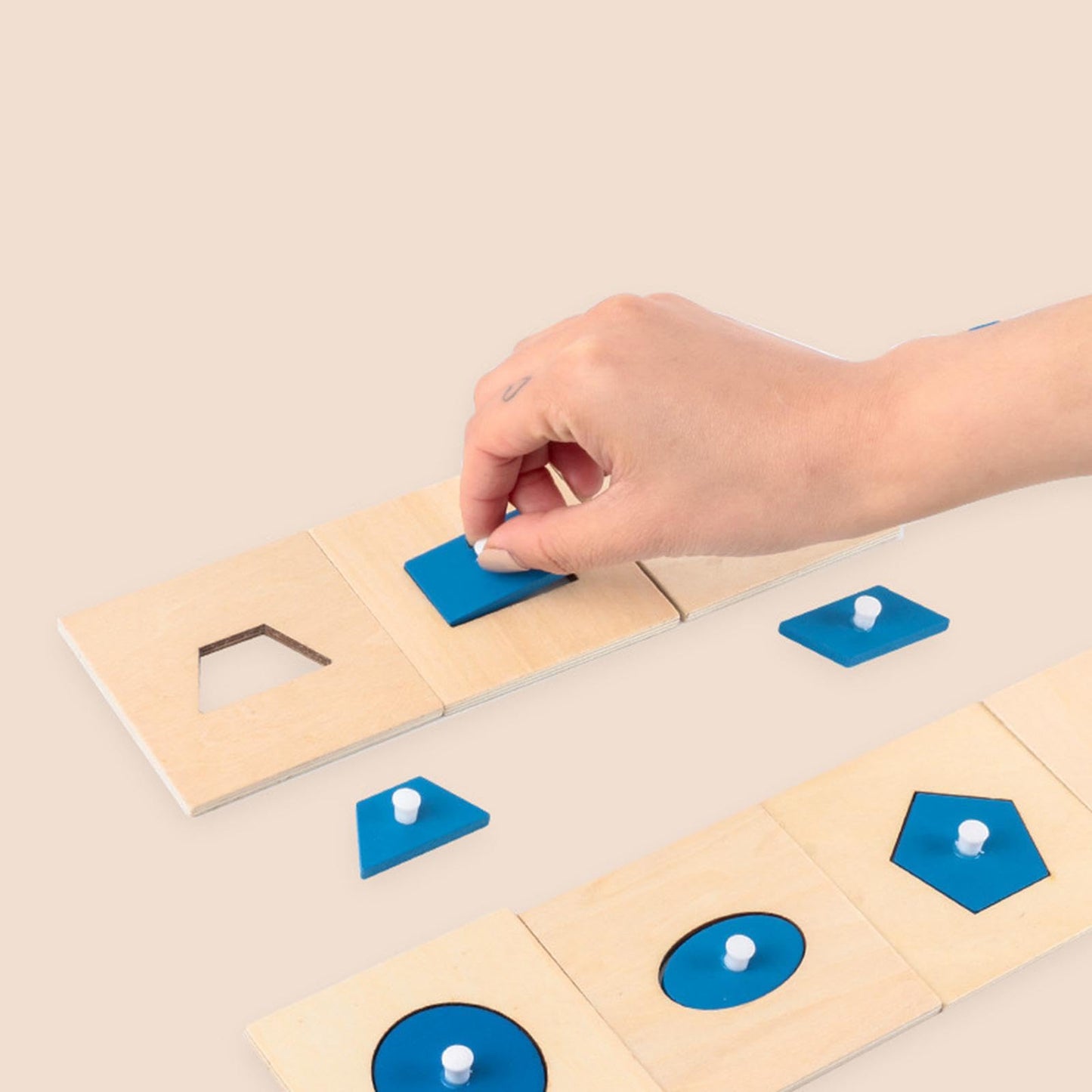 Merishopp Wooden Geometry Puzzle Sensory Toy Easy Use Fine Motor Skills Montessori Toy| Educational Toys | Stem Toys | Learning 