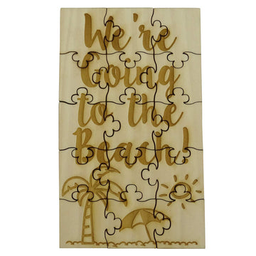 We'Re Going To The Beach - 15 Piece Wood Jigsaw Puzzle, 6' X 3.5' Surprise Vacation Announcement Reveal