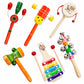 Little Mind Wooden Hand Crafted Rattle & Musical Instrument Set For Babies 0+ Months | Non Toxic Finish | Infant Sound Toys With