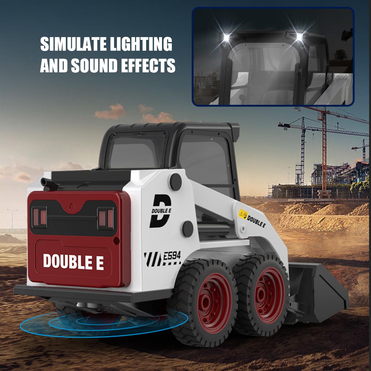 Spobot Remote Control Skid Steer Loader 11Ch Rc Front Loader 4Wd Full Function Bucket Loader Tractor Electric Construction Vehic