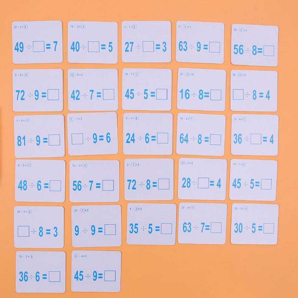Snappsy 27 Pieces Double Sided Educational Arithmetic Flash Cards With Erasable Pen Division