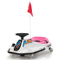 Tobbi 24V Electric Go Kart For Kids Ages 6+, Ride On Drift Go Carts Up To 7.5 Mph Variable Speed, High/Low Speed, Brushless Motor, With Usb Port, Led Lights, Mp3, Victory Flag (Pink-White)