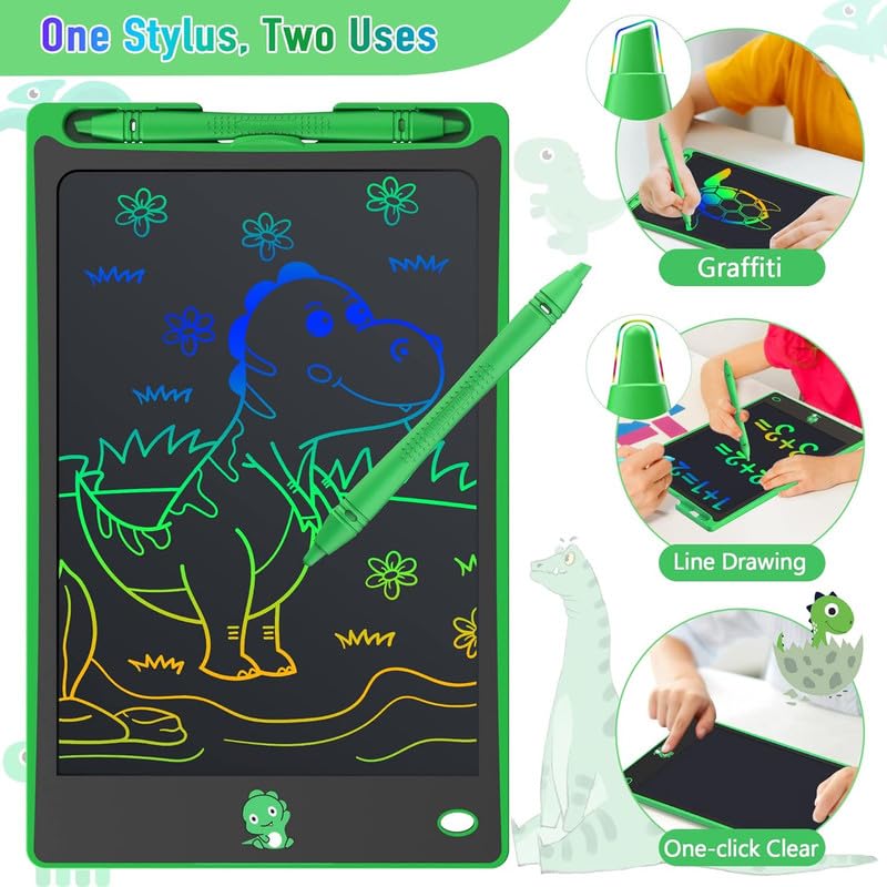 Hockvill Lcd Writing Tablet For Kids 8.8 Inch, Toys For Girls Boys Drawing Pad For 3 4 5 6 7 Year Old Kid, Toddler Magnetic Doodle Board Travel Essentials Christmas Birthday Gift For Children (Green)