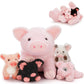 Beniny 5Pcs Pig Stuffed Animals Set, Large Mommy Pink Stuffed Pig Plush 15.7'' With 3 Baby Piggy In Her Zippered Tummy, Cute Pig