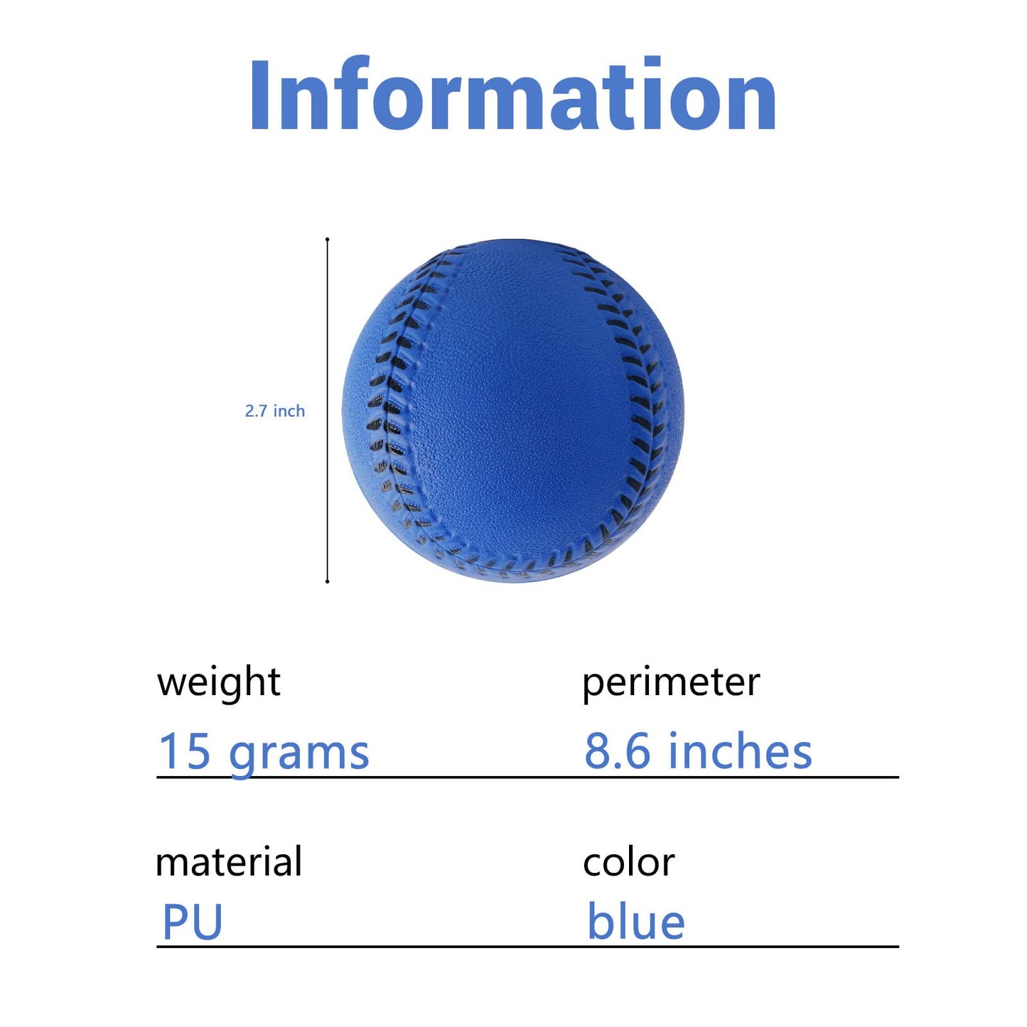 Baisidiwei Soft Baseballs  Foam Training Baseball 12 Pack for Kids Regulation Size Foam Baseballs for Soft & Safe tossing  Catching and Batting Practice (Blue)