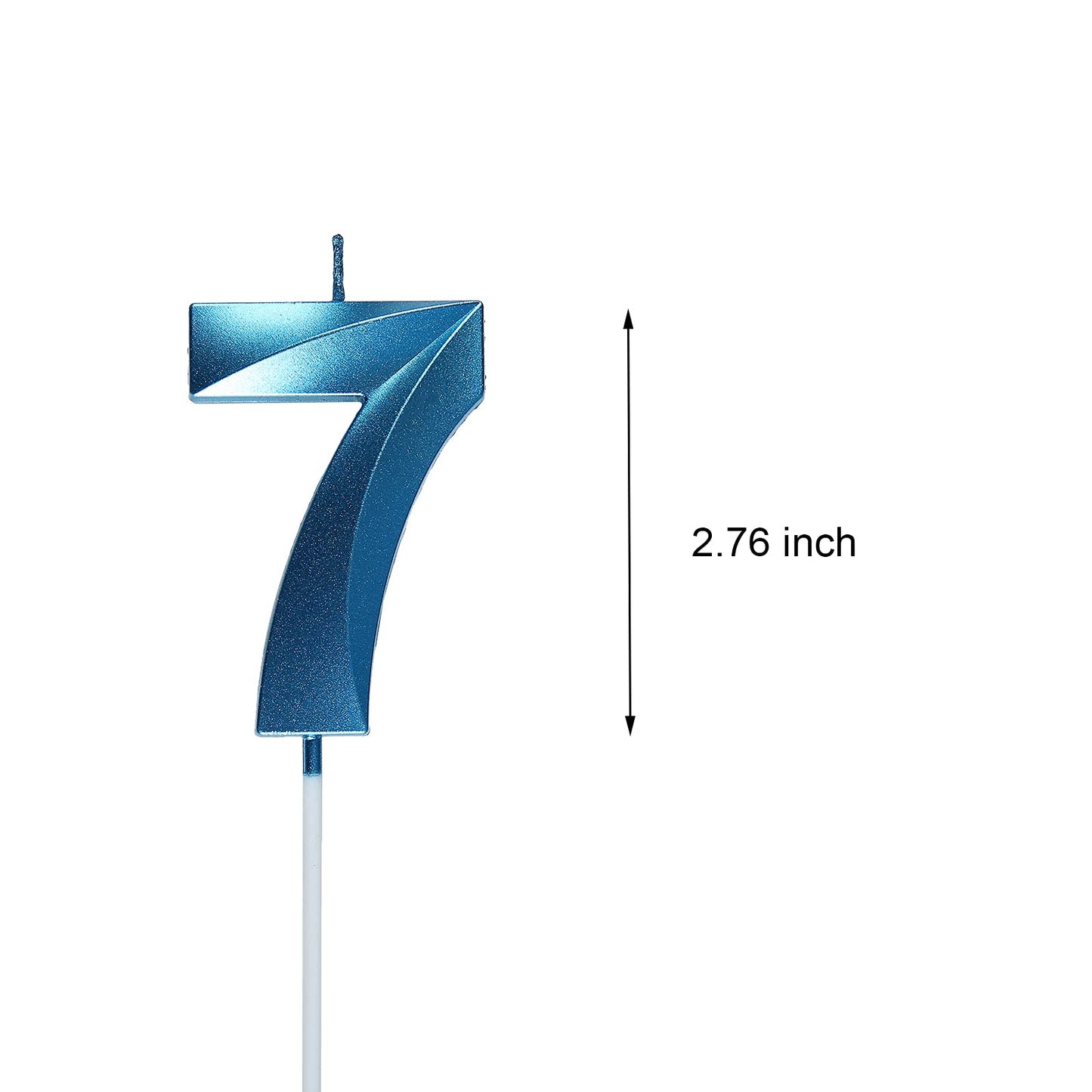2.76 inch Blue 7 Birthday Candles,3D Number 7th Cake Topper for Birthday Decorations Number 17 27 71 72 73 74 75 76 77 78 79