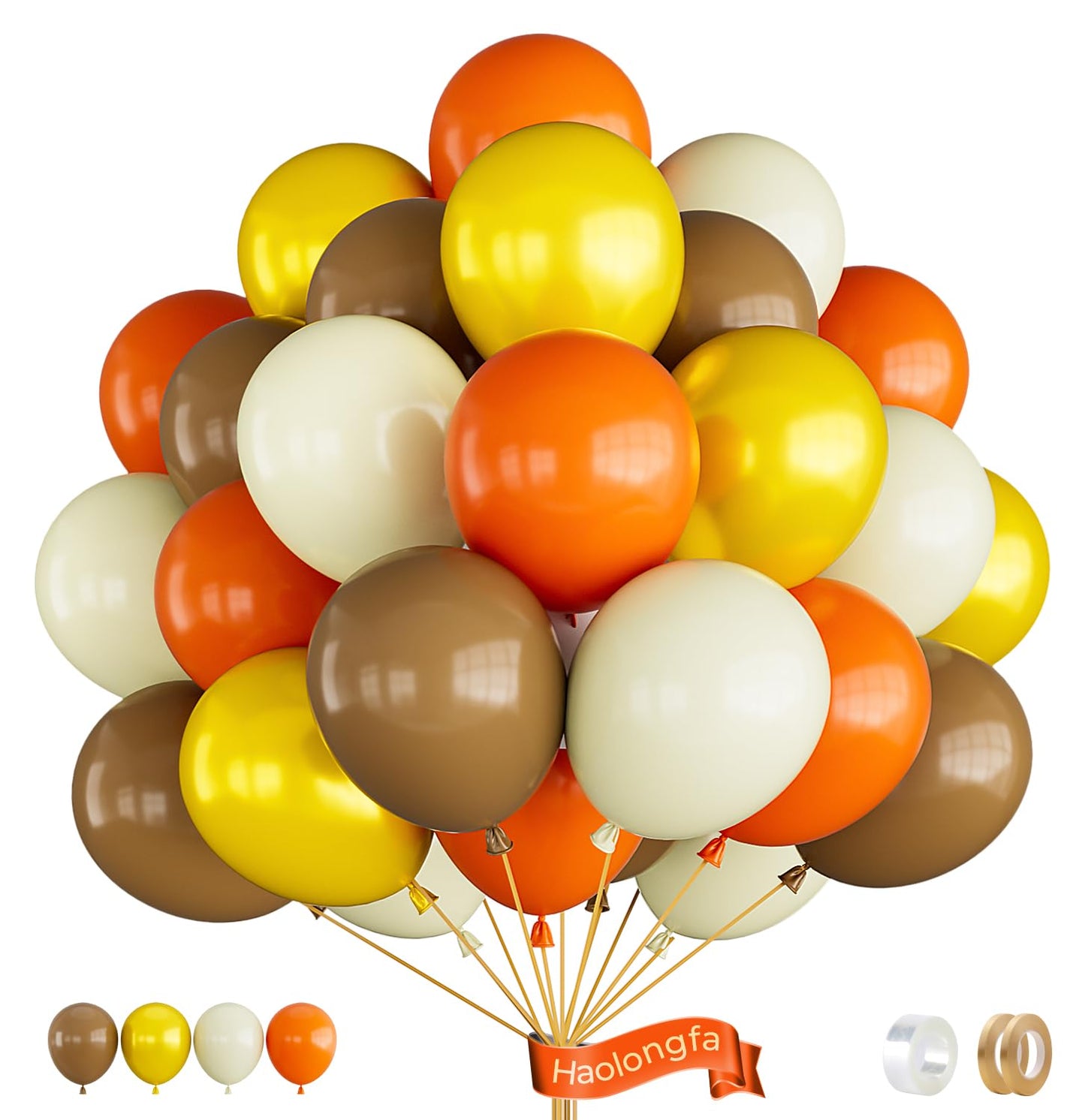 Fall Thanksgiving Balloons,12 Inch 60Pcs Brown Orange Neutral Balloons,Coffee Brown,White Sand,Pearl Gold,Boho Balloons For Than