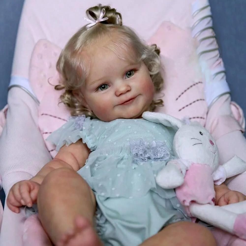 Zero Pam Reborn Baby Dolls Vinyl Full Body Girl Realistic Toddler with Blonde Hair, 20 Inch Realistic Baby Girls Real Soft Full 