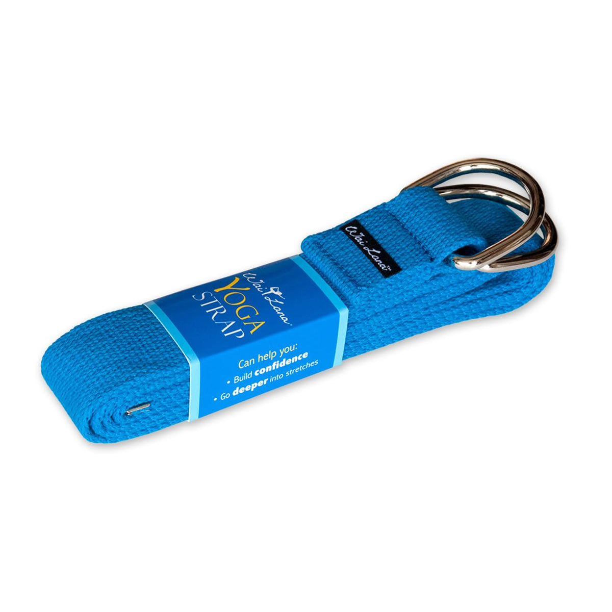 6ft Blue YOGA STRAPS100% cotton with sturdy metal D-ring