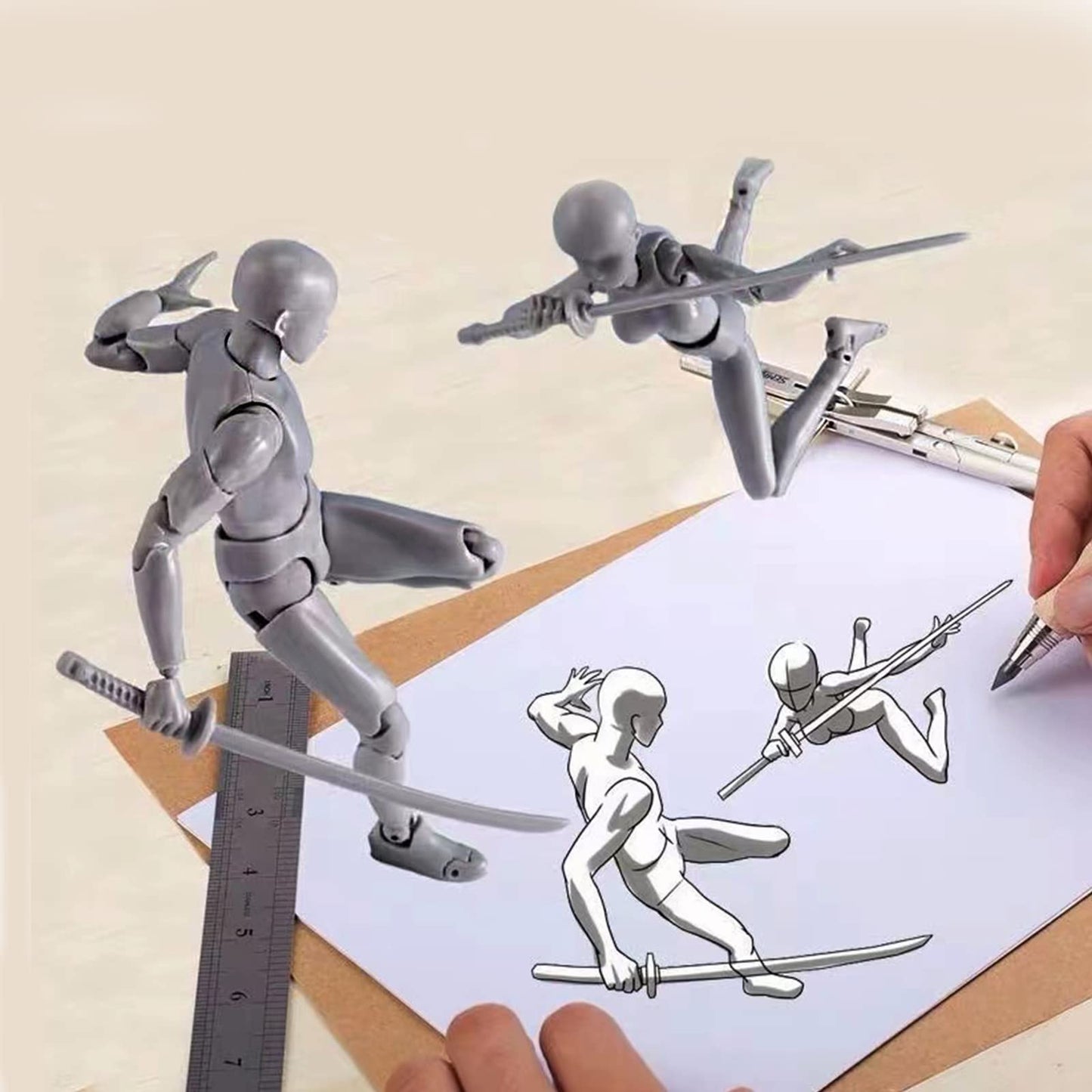 Gnallang Action Figures Pvc Model (Grey Color) With Box Drawing Figure Models For Artists(Male)