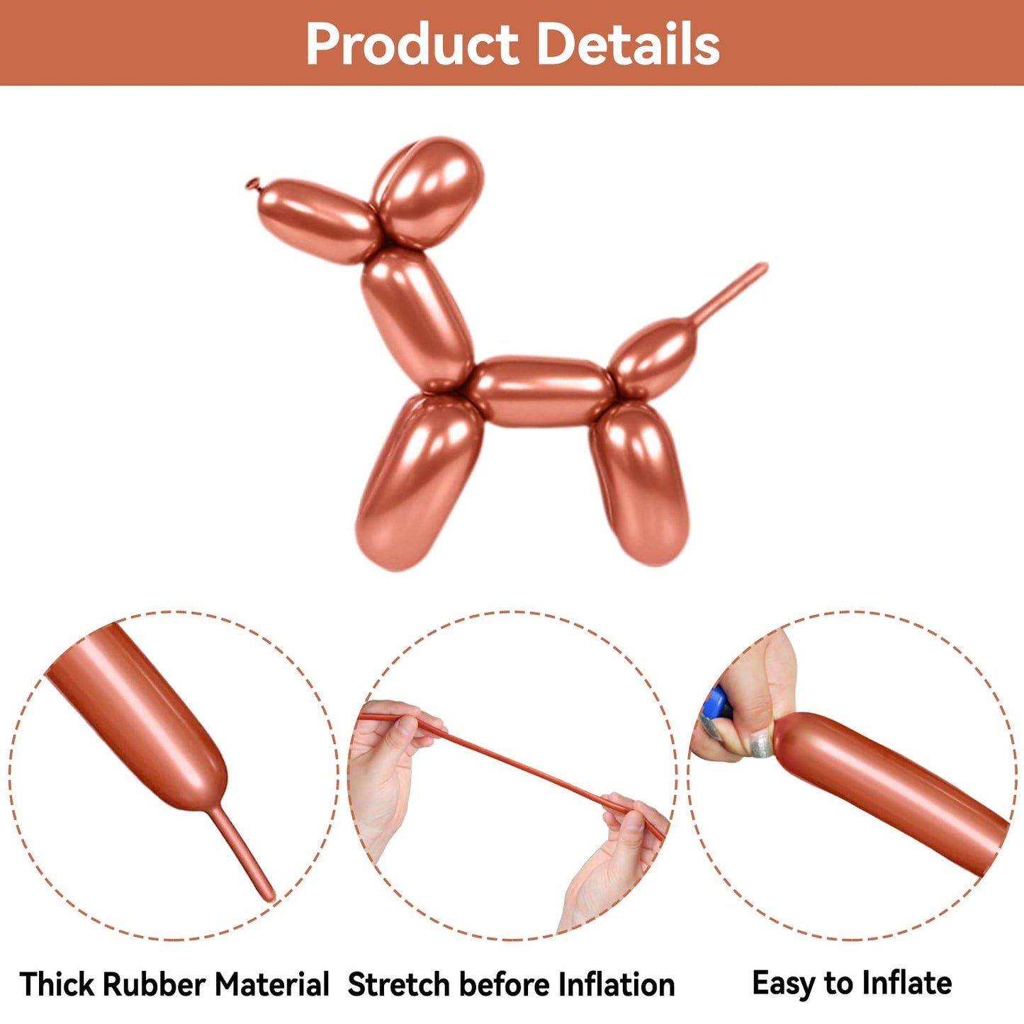 Zbydng 260 Balloons, Thickening Long Balloons For Tying Balloon Arch, Twisting Latex Animals Magic Modeling Skinny Birthday Ball