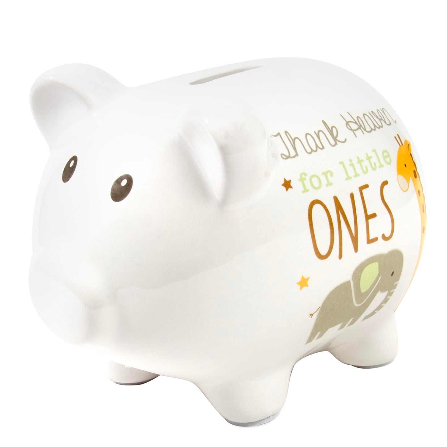Baby Essentials Piggy Bank - Ceramic, Thank Heaven Animals Design, Model 3164, Perfect for Boys & Girls