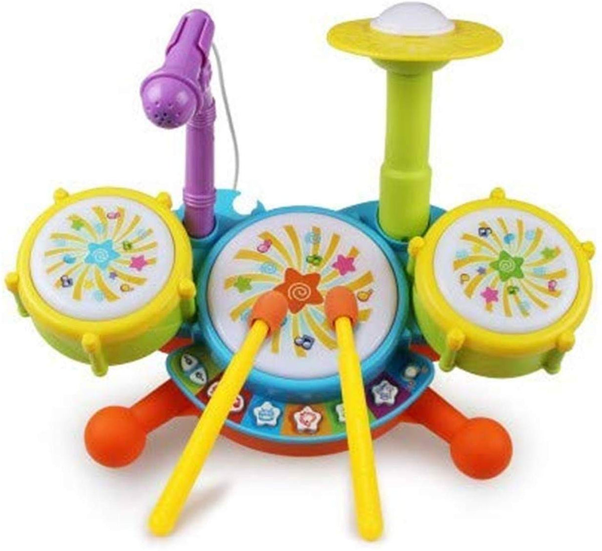 BarodianS Jazz Drum For Kids  Jazz Drum With Dynamic Sound Selection, Mic & Flash Lights  Musical Toy For Kids