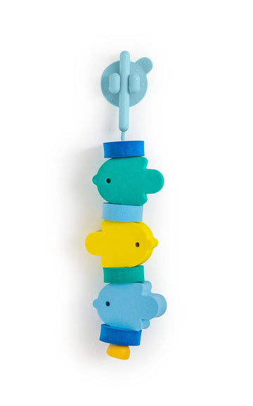 QUUT Beedi Foam Bath Toys - Lacing Beads Bath Wall Toys for Toddlers - Soft Hanging & Floating Bath Animals with Suction Cup - F