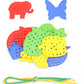 Intra Kids MultiShape Lacing Cards Set  Educational Threading Toy For Kids With Animals More (10Pcs)
